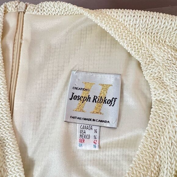 Joseph Ribkoff cream knit tie waist midi dress size 14 - Picture 7 of 9